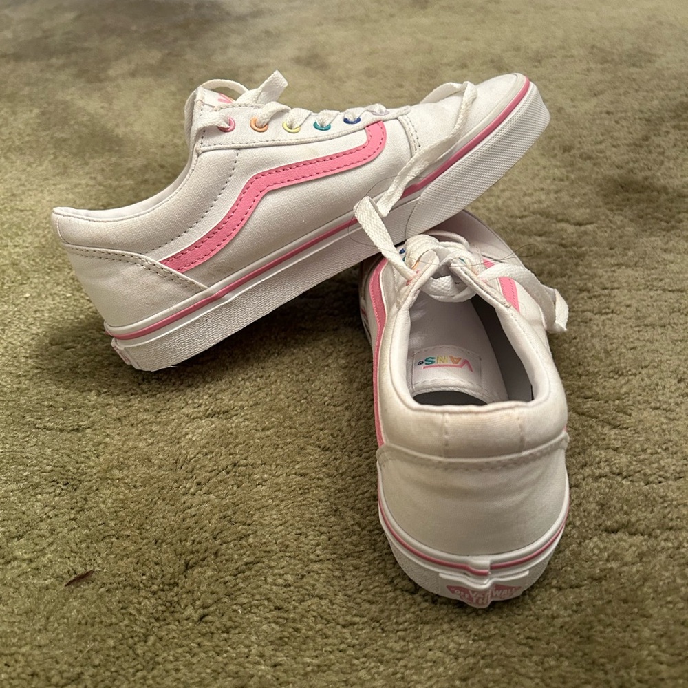Vans Girls  Pink and White Kids Sneakers